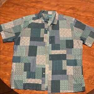 Tori Richard Blue and Green Casual Button Down Shirt